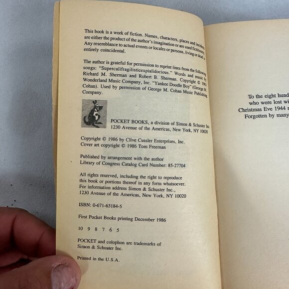 Cyclops Clive Cussler 1986 Paperback First Pocket Books Edition Dirk Pitt Series - Picture 3 of 3